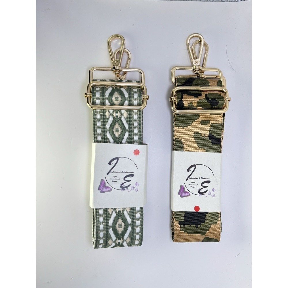 Green 2" Wide Pair Adjustable Replacement Purse Crossbody Strap w/Gold Hardware